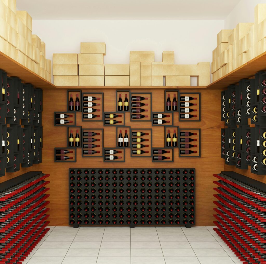 Private wine cellar experience with luxury tasting bar and floor-to-ceiling wine storage